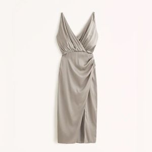 Abercrombie NWT Satin Draped Wrap Midi Dress